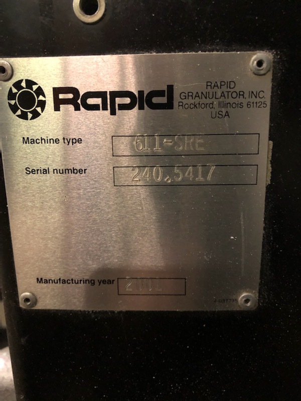 2001 RAPID 611-SRE Granulators | Aqua Poly Equipment Company